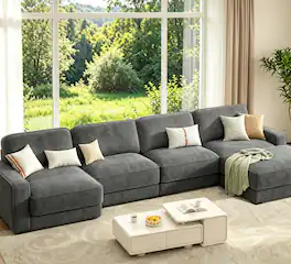 Dyonery - 158" Extra Large Modular Sectional Sofa, CHENILLE Fabric, , Tool-Free Assembly,Gray - Gray