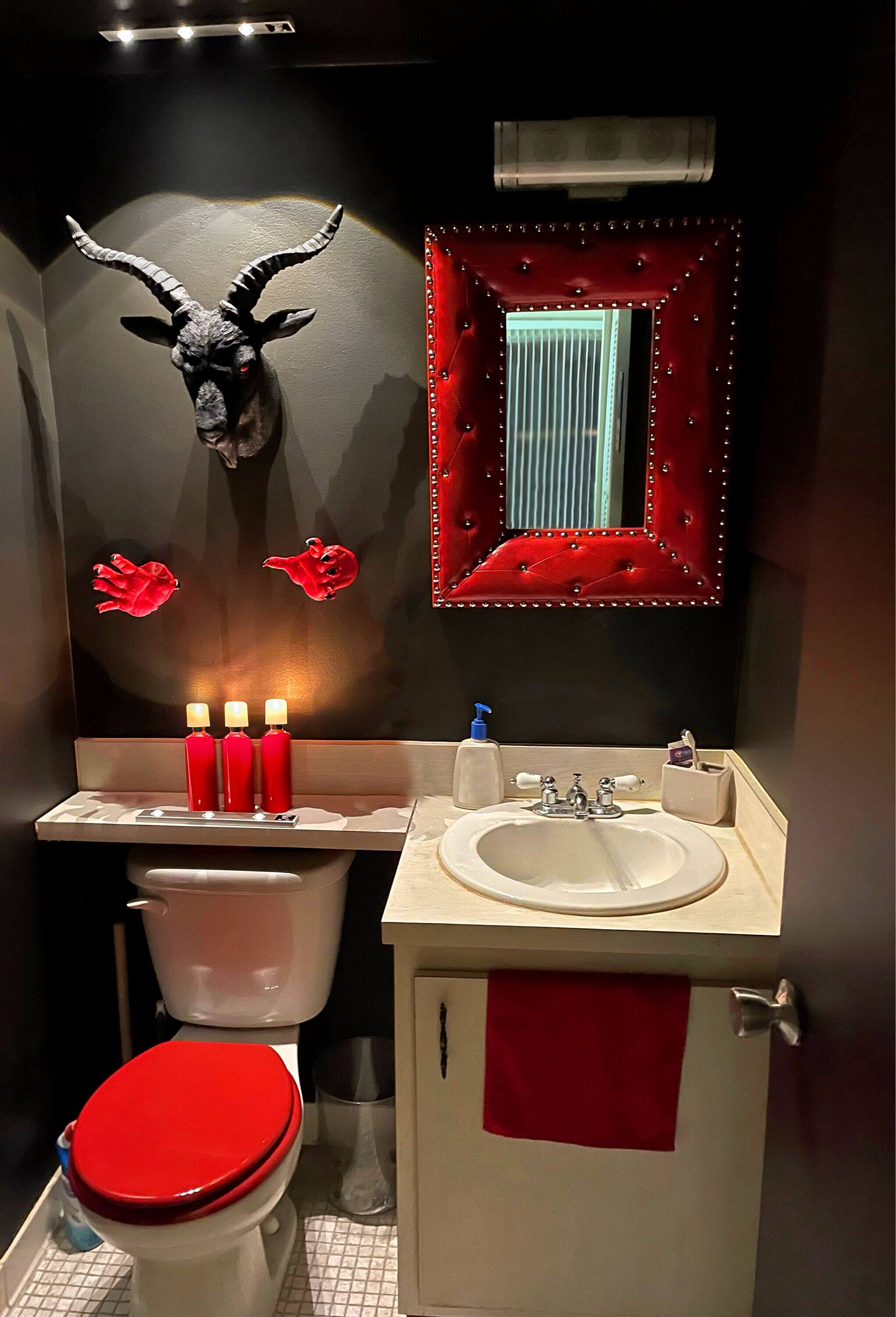 Alt View 3. World of Wonders - Black Baphomet Lucifer Supernatural Goat Head Sabbath Occult Wall Hanging Decor - Black.