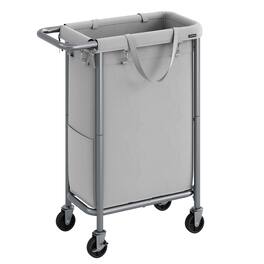 Songmics Home - Laundry Basket on Wheels,Laundry Hamper,23.8 Gallons (90L),Removable Liner,Steel Frame with Handle,Large Linen Storage - Dove Grey