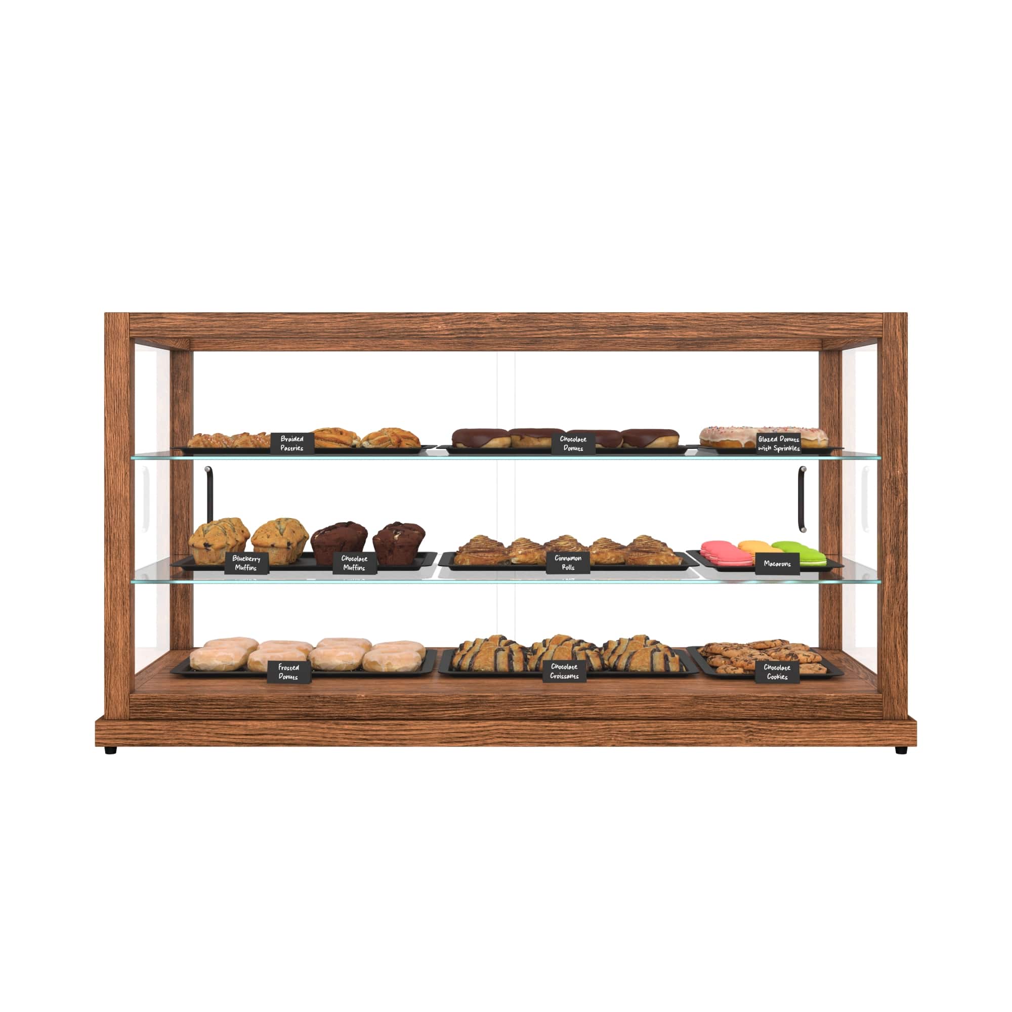 Koolmore - 44 In. Artisan Horizontal Dark Wooden Bakery Display Case 9 Cu. ft. (KM-BDW-44D) - Dark ash wood color