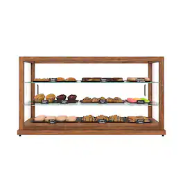 Koolmore - 44 In. Artisan Horizontal Dark Wooden Bakery Display Case 9 Cu. ft. (KM-BDW-44D) - Dark ash wood color