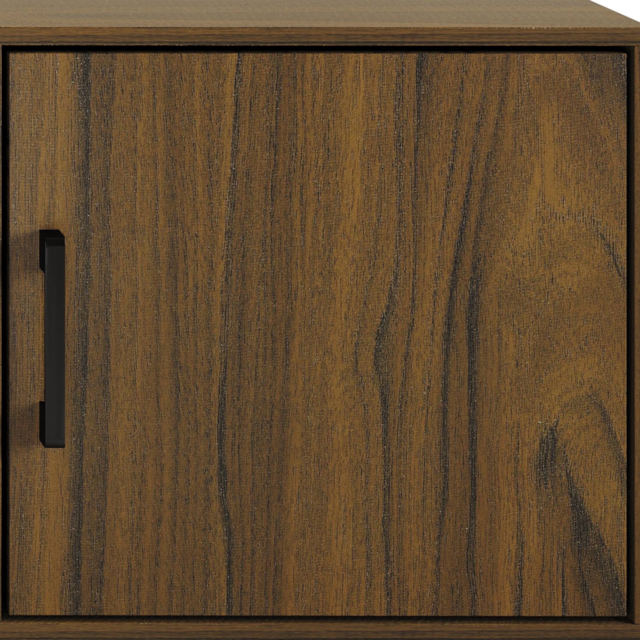 Alt View 4. ChaletPosh - Modern TV Console with 2 Cabinets and Open Shelving, Brown - Brown.