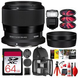 Sigma - 56mm f/1.4 DC DN Contemporary Lens for Nikon Z Value Bundle - Black
