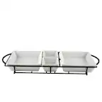 Front. Gibson - Gibson Gracious Dining 5 Piece Serving Set With Metal Rack in White Porcelain - White.