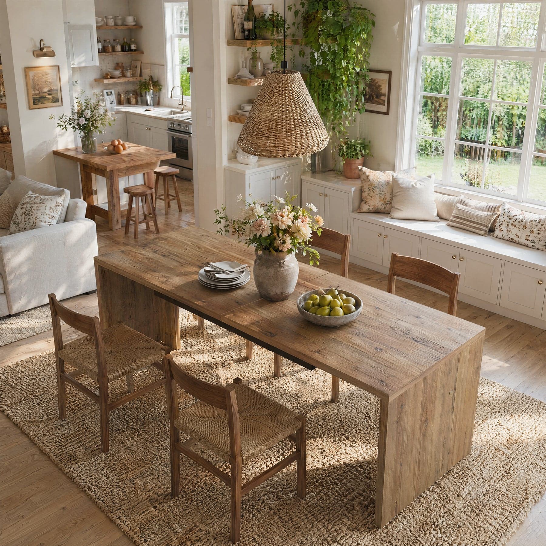 Tribesigns - Solid Wood Dining Table with Rectangular Top for Everyday Meals and Family Gatherings - Brown