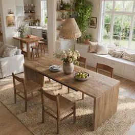 Tribesigns - Solid Wood Dining Table with Rectangular Top for Everyday Meals and Family Gatherings - Brown