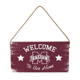 Evergreen Enterprises - Mississippi State Bulldogs 6" x 11" Welcome Home Wood Wall Sign with Rope Hanger - Multicolor