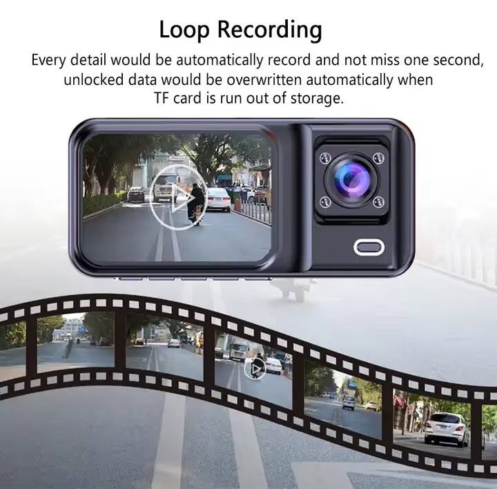 Loop Recording

Every detail would be automatically recorded and not miss one second, unlocked data would be overwritten automatically when TF card is run out of storage.