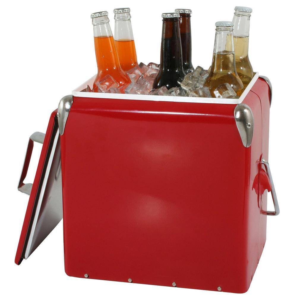 Angle. AmeriHome - Retro Style Picnic Cooler - Red.