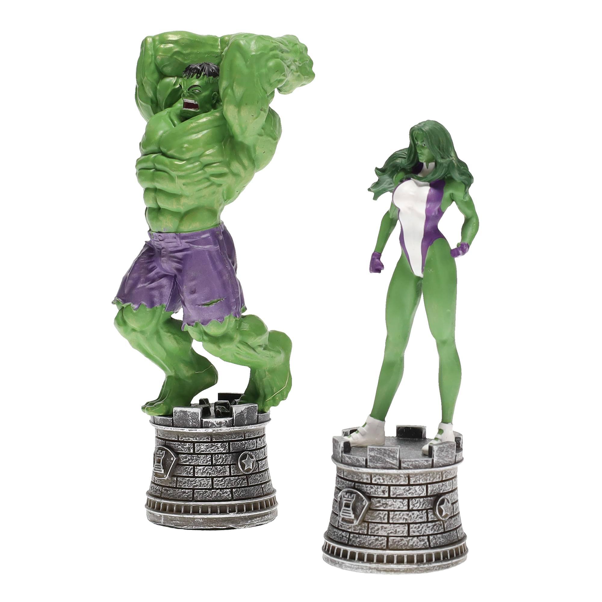 Alt View 1. Marvel - Marvel Chess Collection Special #1 Hulk & She- Hulk | Chess Pieces Only - Green.