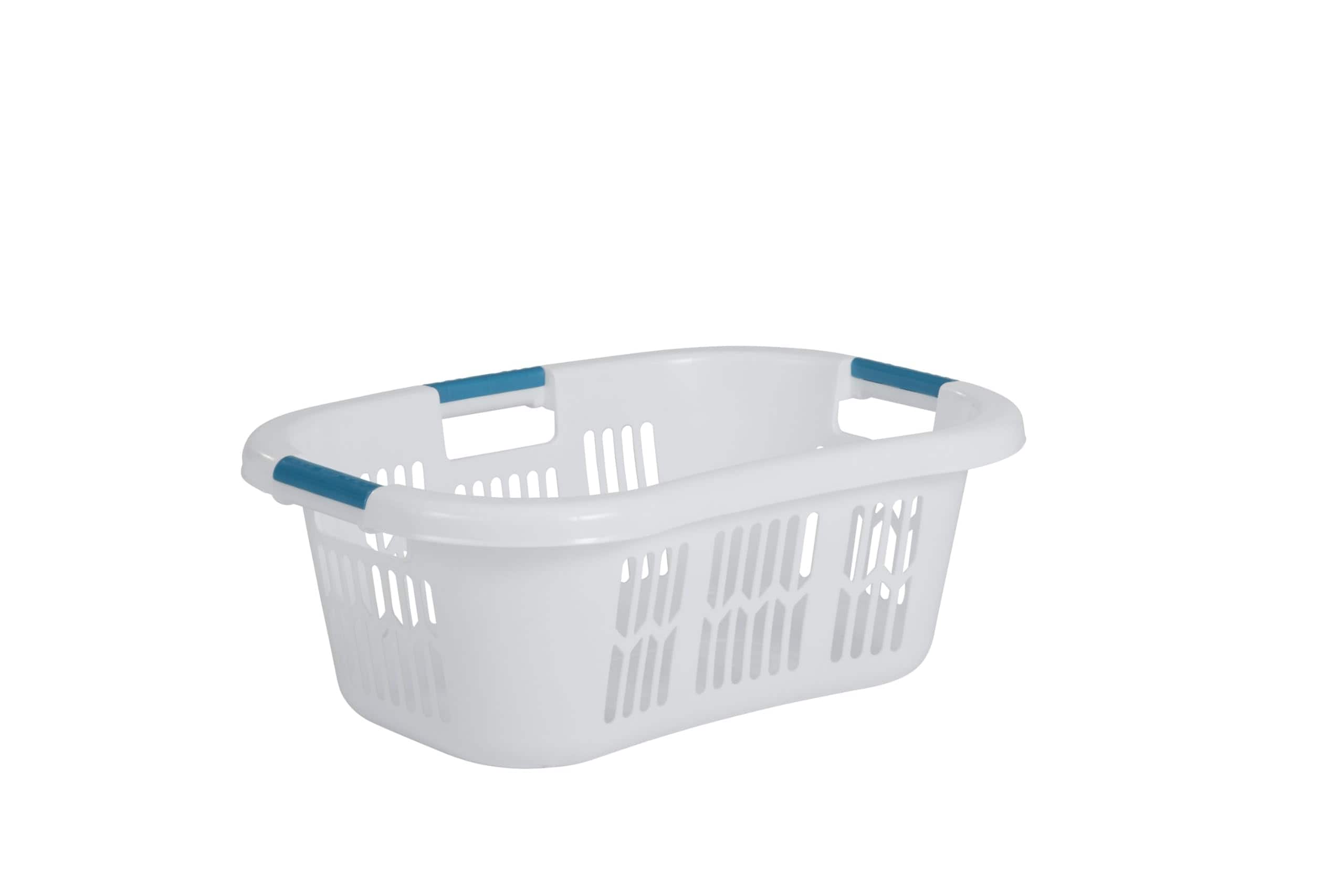 RubberMaid - Large Hip-Hugger Laundry Basket/Hamper, 1.5-Bushel, White, Stackable Storage Bin/Organizer for Bathroom/Bedro