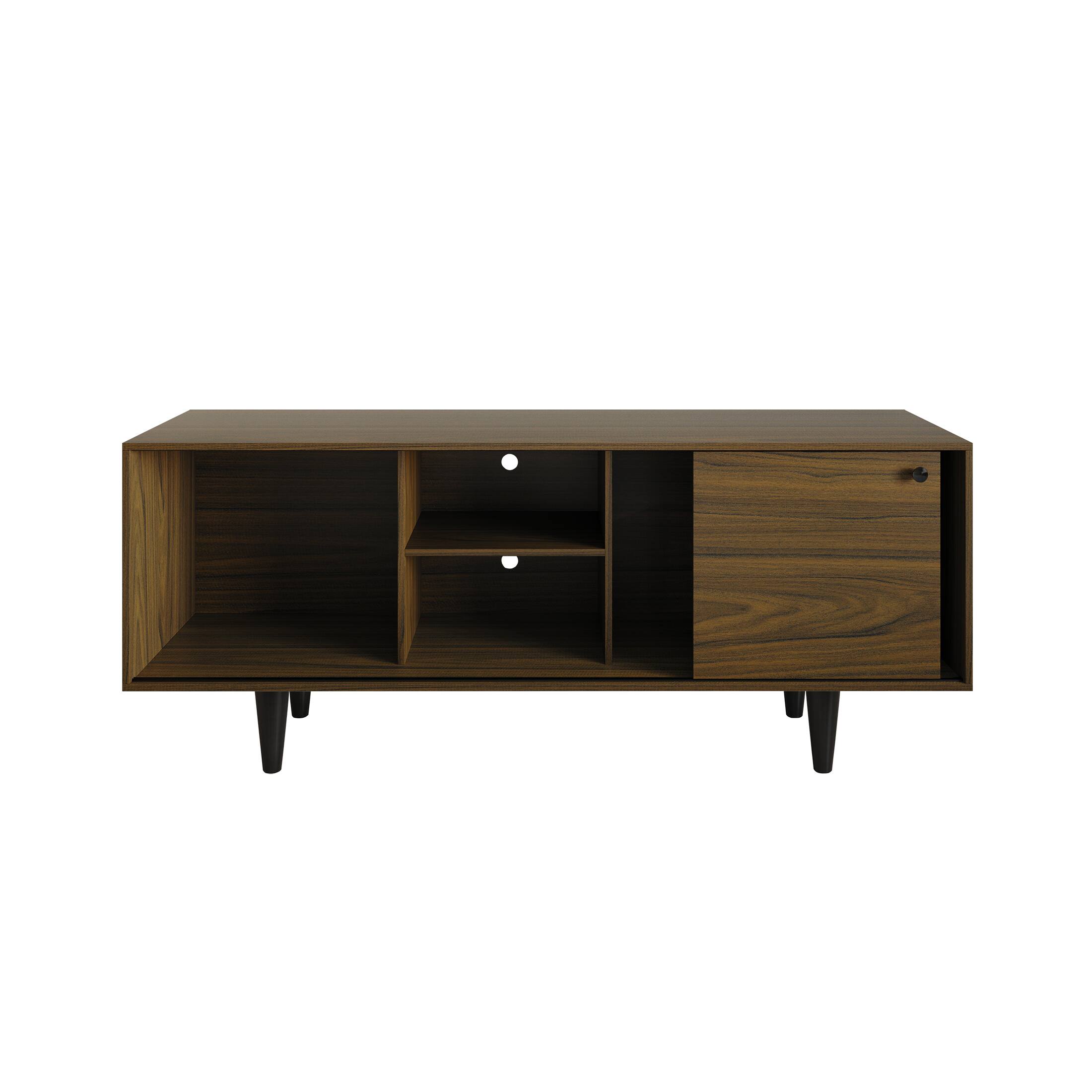 Alt View 4. ChaletPosh - Contemporary TV Stand Console with Sliding Door and Ample Storage, Brown - Brown.