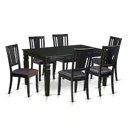 East West Furniture - 7 Pc dinette set -Kitchen Table and 6 Dining Chairs - Black
