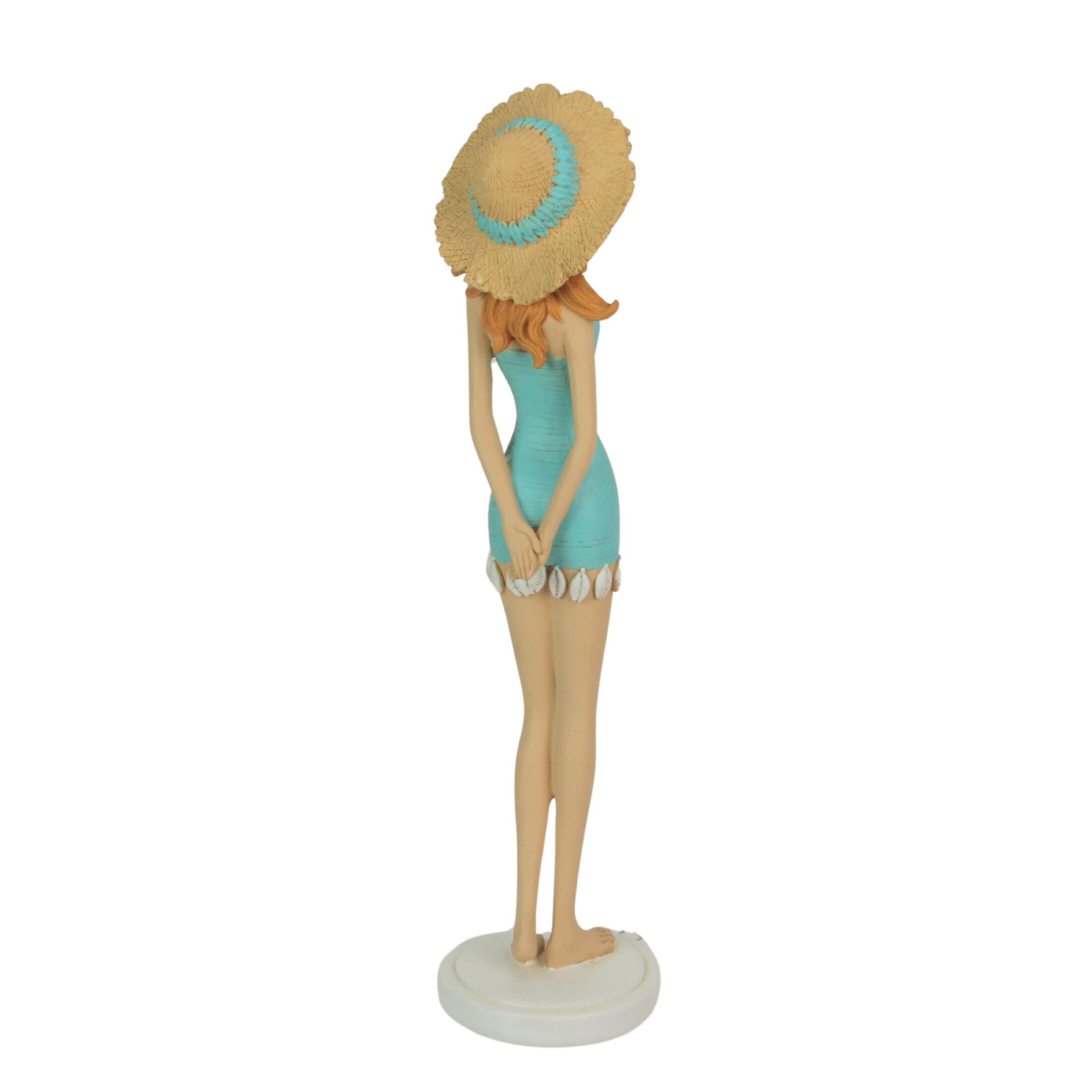 Alt View 6. Fancy That - Redhead Bathing Beauty Figurine – 14-Inch, Vintage Coastal Decor - Teal.