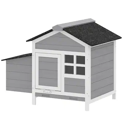 Front. Pawhut - Chicken Coop Outdoor with Nesting Box, Pull-Out Metal Tray, for 1-2 Chickens, Rabbits, Ducks - Gray.