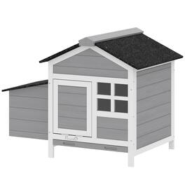 Pawhut - Chicken Coop Outdoor with Nesting Box, Pull-Out Metal Tray, for 1-2 Chickens, Rabbits, Ducks - Gray