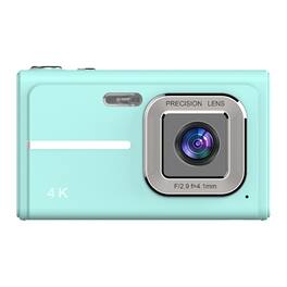 Cluzine - 4K Digital Camera, 48MP Mint Green Compact Camera with AF Auto Focus & LED Flash