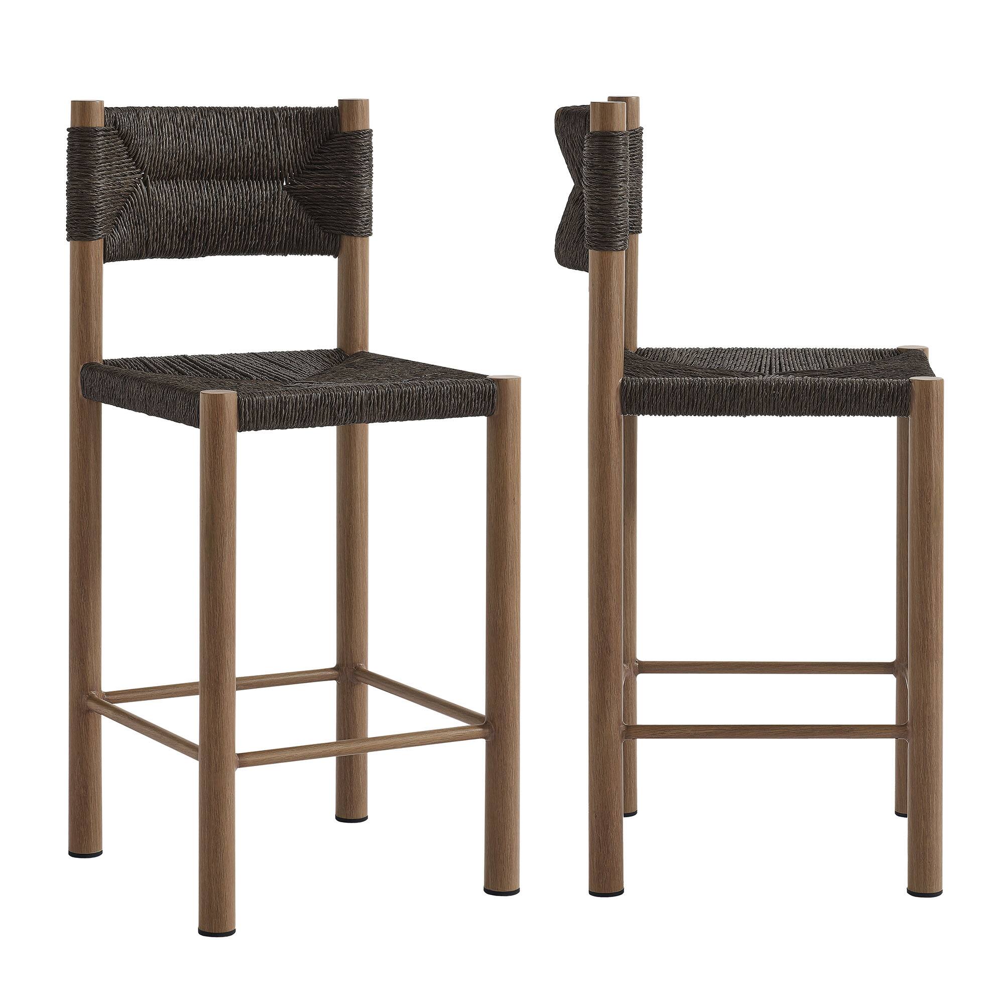 Angle. Modway - Parkland Outdoor Patio Rattan and Aluminum Counter Stools Set of 2 by Modway - Walnut.