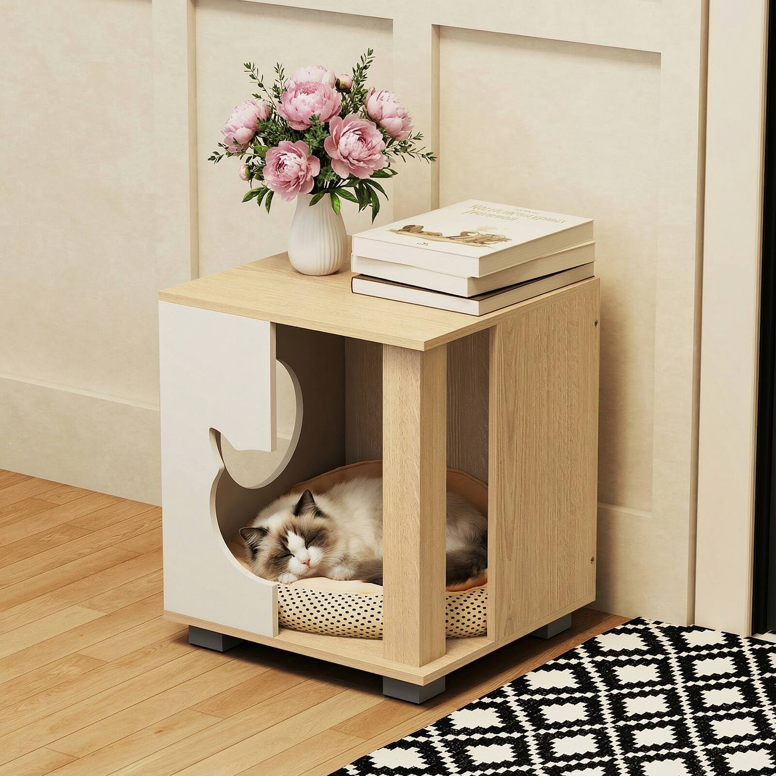 Alt View 1. Gymax - Gymax Cat Bed Side Table w/Head-shaped Entry & Metal Legs Modern End Table Nightstand - Yellow.