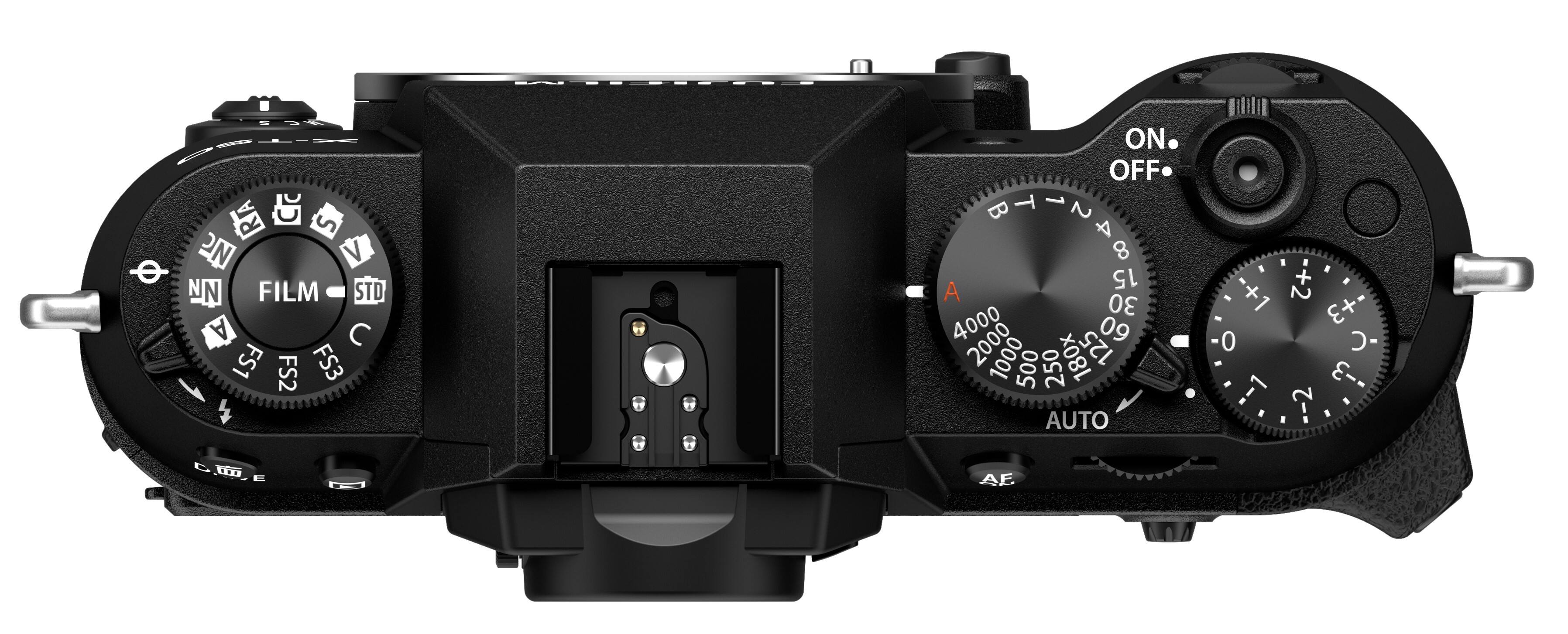 The image features a black digital camera with a large "ON" button on the top. The camera has a variety of settings, including a film standard, aperture, shutter speed, and ISO. The camera also has a timer function and an auto mode, as well as a manual mode with options for aperture, shutter speed, and ISO. The camera is designed to be used in various lighting conditions, with settings for low light, normal light, and high light. The camera also has a focus mode, which allows the user to adjust the focus for different shooting situations.