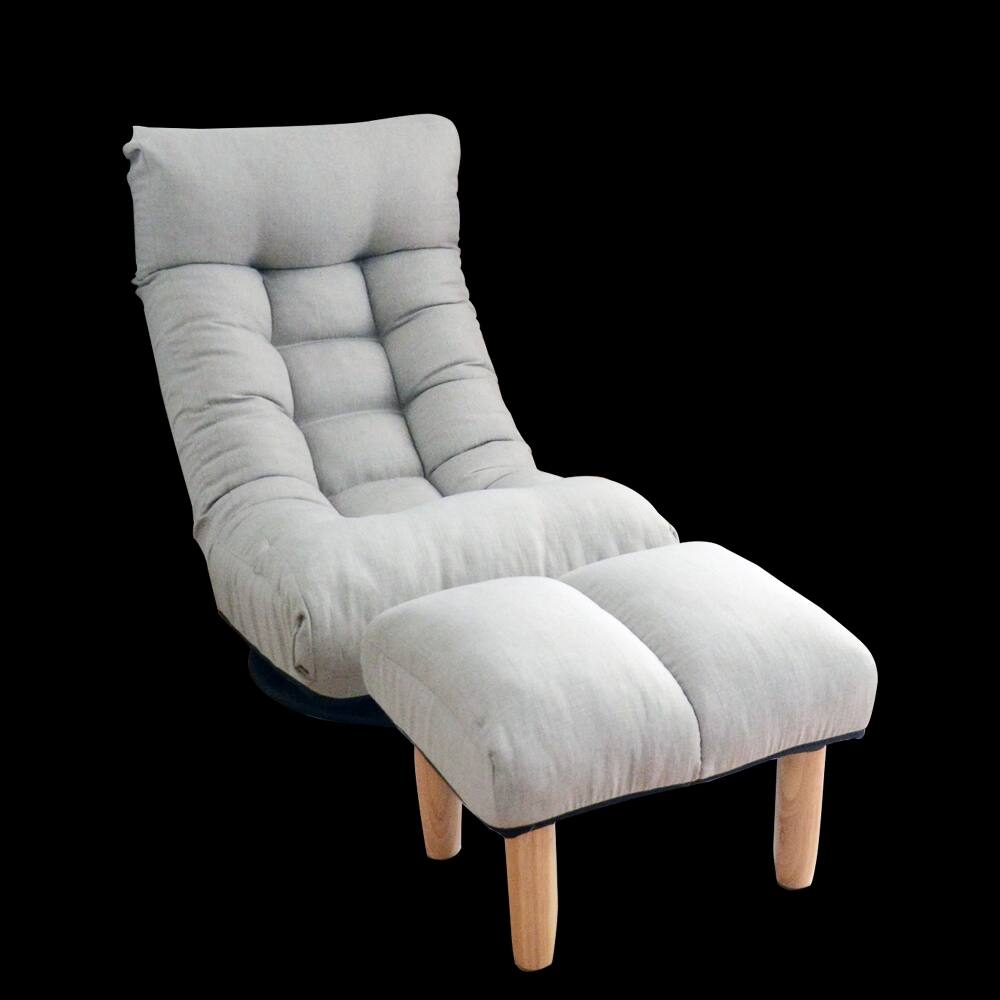 Back. Loheer - Loheer Adjustable Floor Chair Japanese Lazy Sofa Reclining Chair with Footrest Grey - Grey.