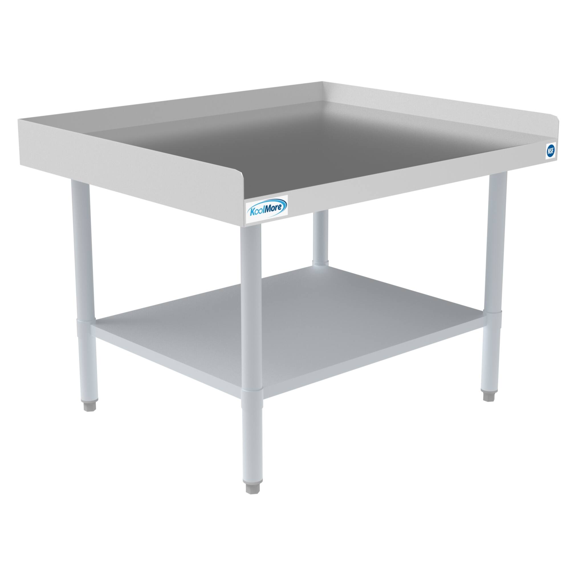 Angle. Koolmore - 30" x 36" 16-Gauge Stainless Steel Equipment Stand with Galvanized Undershelf, EQT-163036. - Silver.