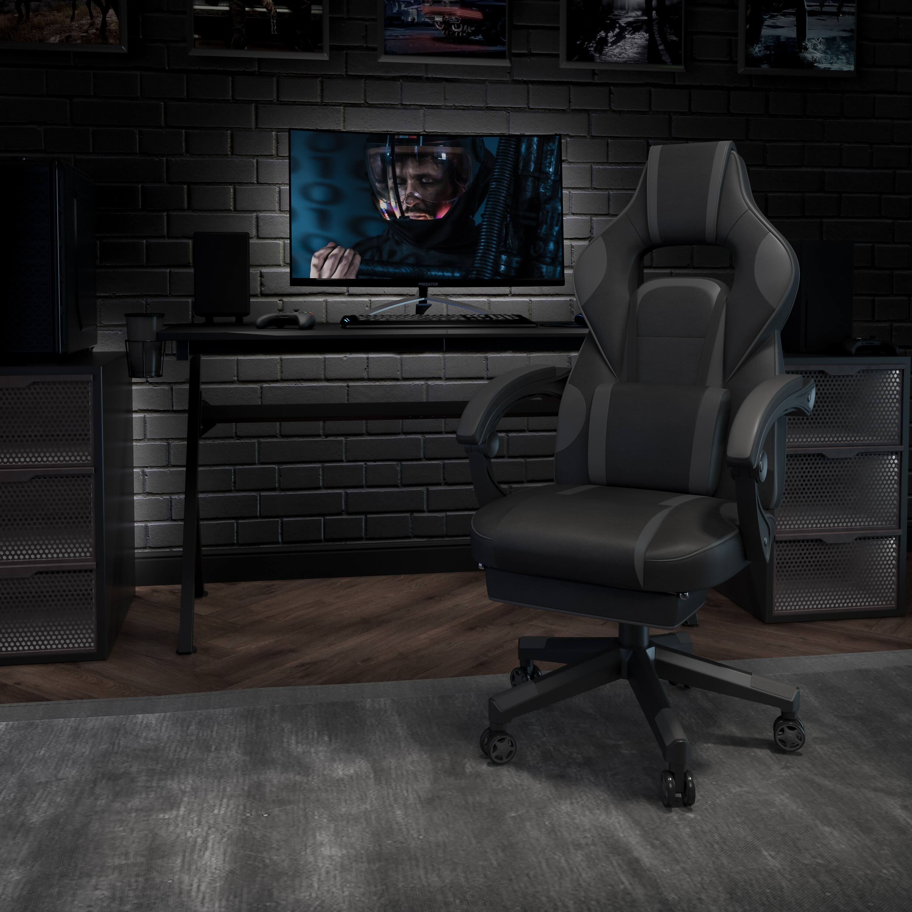 Angle. Flash Furniture - X40 Gaming Chair Racing Ergonomic Computer Chair with Fully Reclining Back/Arms, Slide-Out Footrest, Massaging Lumbar - - Black.