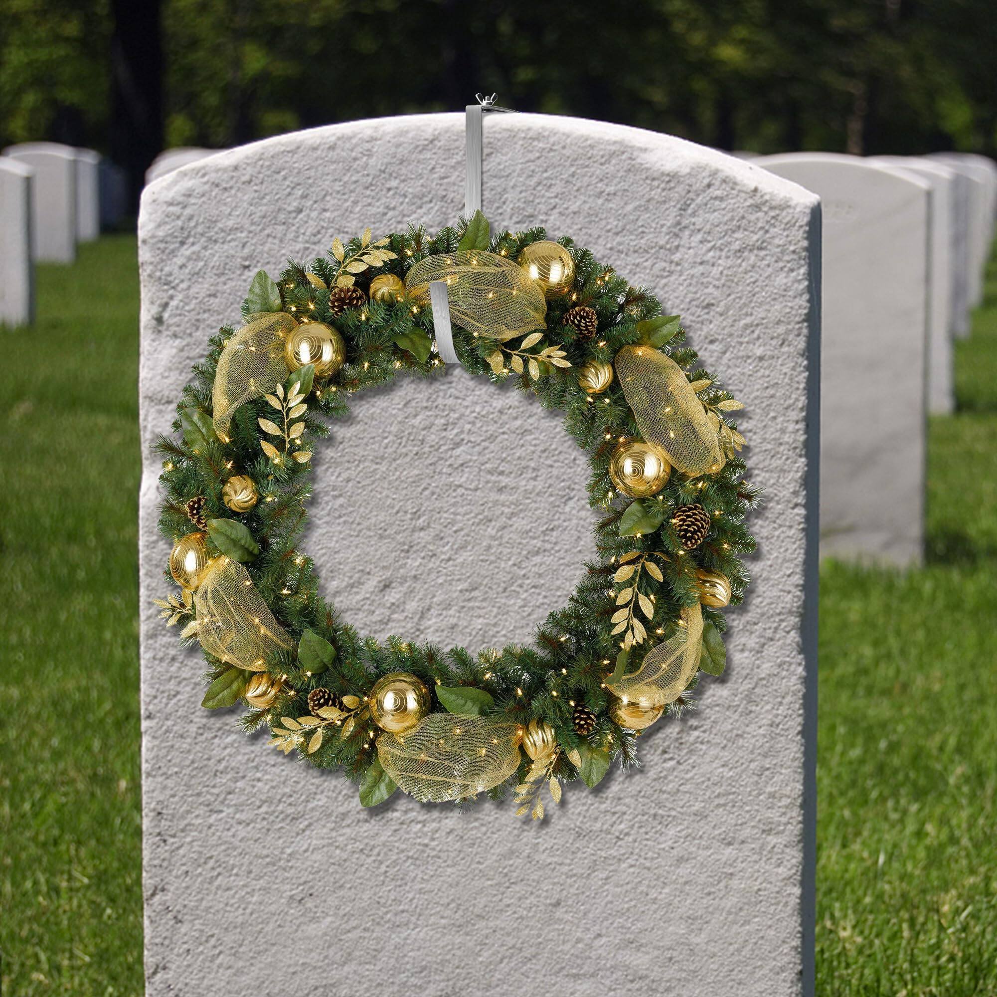 Alt View 7. Paradigms Interiors - 2 Christmas Headstone Wreath Hanger- Fit 6 -11 Adjustable Cemetery Tombstone Holder- Stainless Steel Graves... - 2 Pcs.