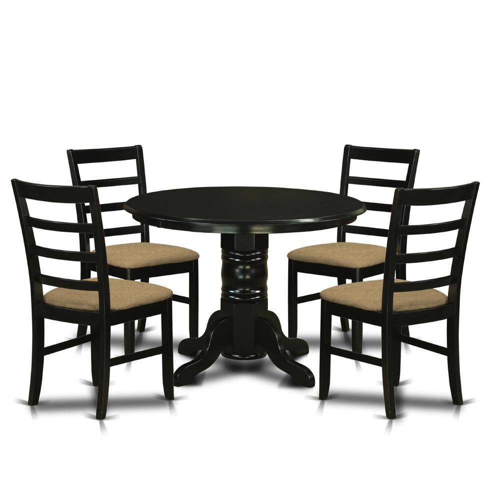 Back. East West Furniture - SHPF5-BLK-C 5 Pc Dining room set for 4-Dining Table and 4 Dining Chairs - Black.