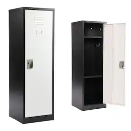 AdirOffice - Storage Locker 629-Series 48" H 1-Tier Steel Locker with Key Lock - Black Bidy/White Doors