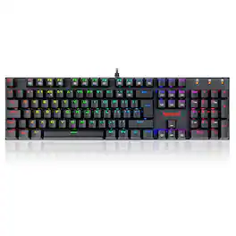 REDRAGON - K565-RGB Wired Mechanical Gaming Keyboard, 105 Keys, Hot-Swappable Red Switches, RGB Backlit, Full-Size for PC - Black