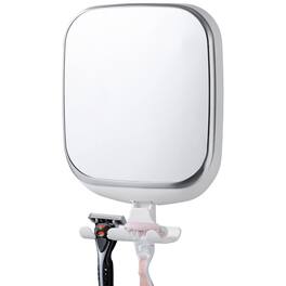 Dazzed Corner - Fogless Shower Mirror, No-Drill Suction Mount, Shatterproof, Razor Holder - White