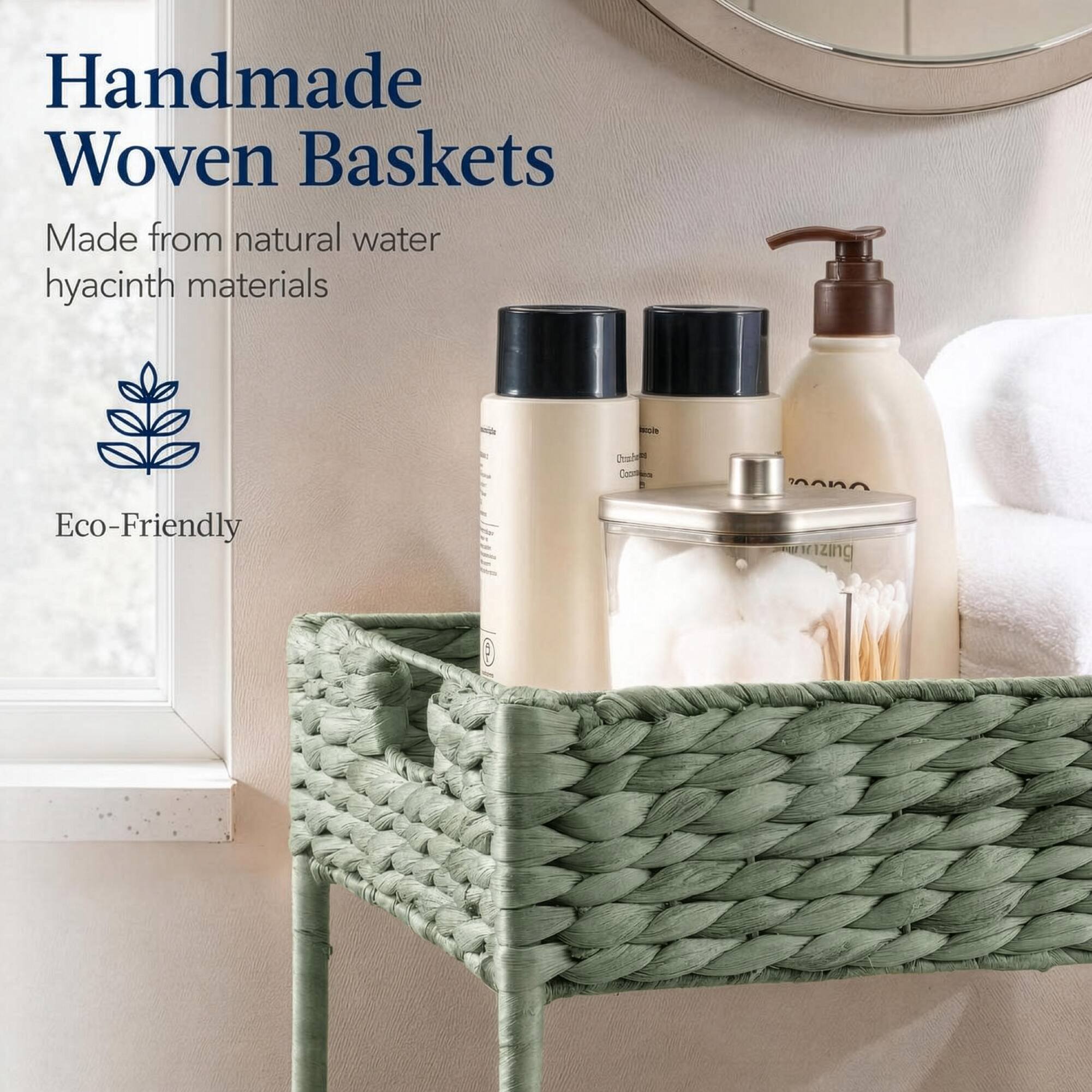 Handmade Woven Baskets Made from natural water hyacinth materials - Duahe Caoes Eco-Friendly
