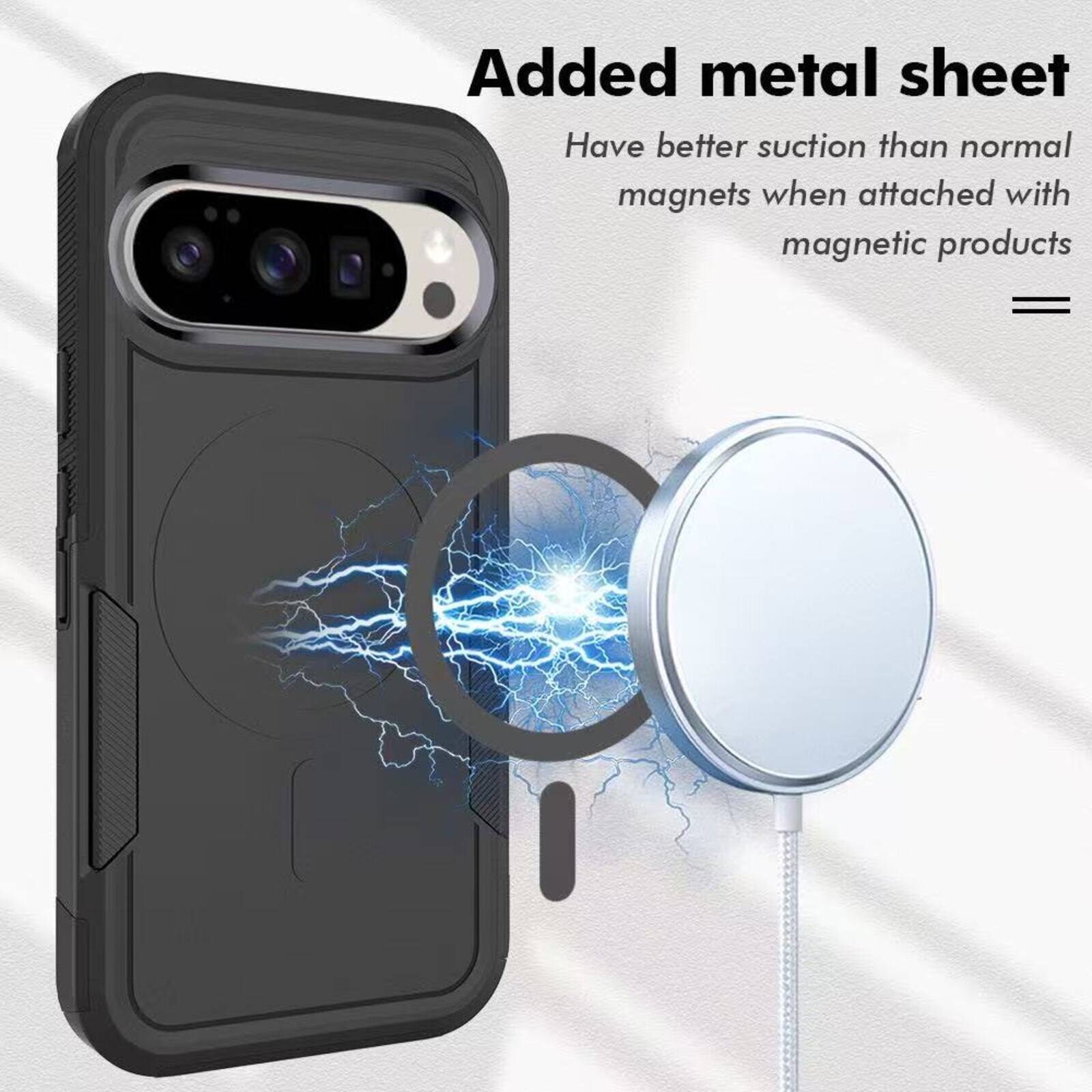 Added metal sheet  
Have better suction than normal magnets when attached with magnetic products