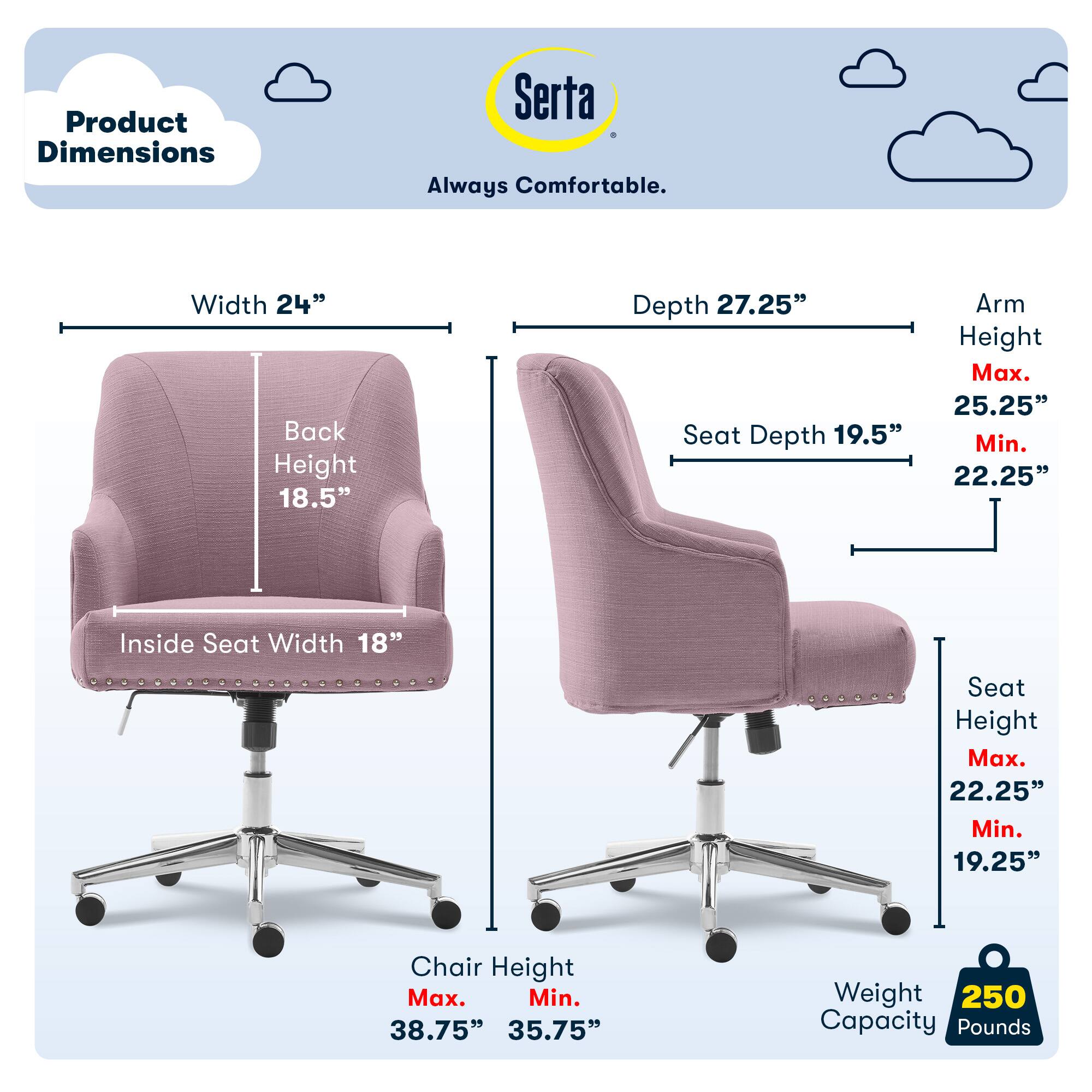 Left. Serta - Leighton Modern Memory Foam & Twill Fabric Home Office Chair - Lilac.