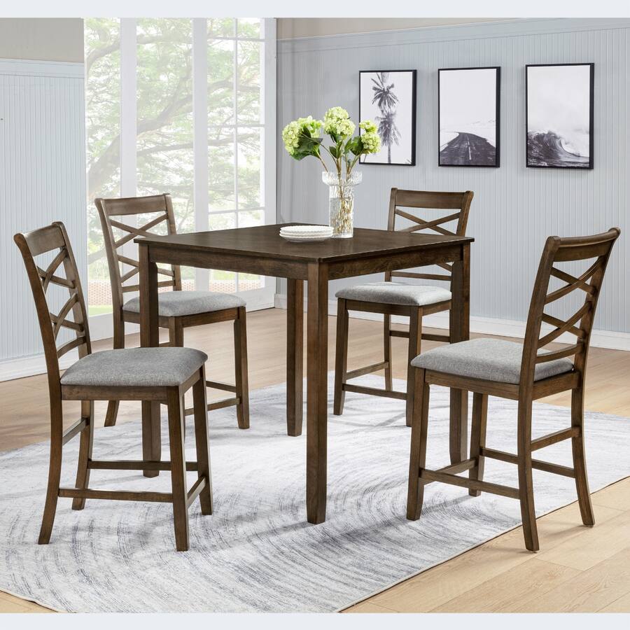 Format Table Stting Loheer 5 Piece Counter Height Dining Table Set for 4, Square Table with ...