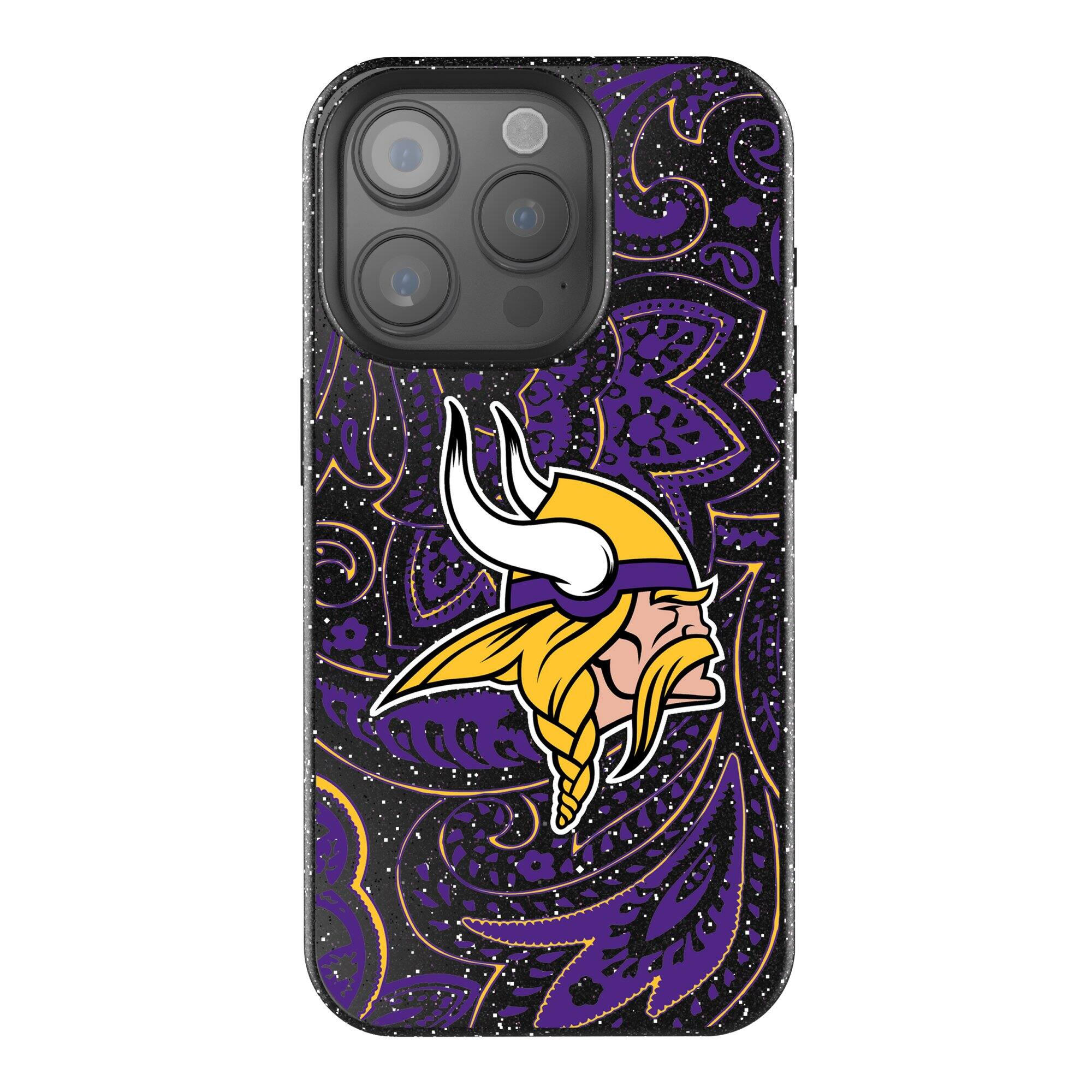 Front. Keyscaper - Minnesota Vikings Paisley Bling iPhone Case - 16 Pro Max - Black.