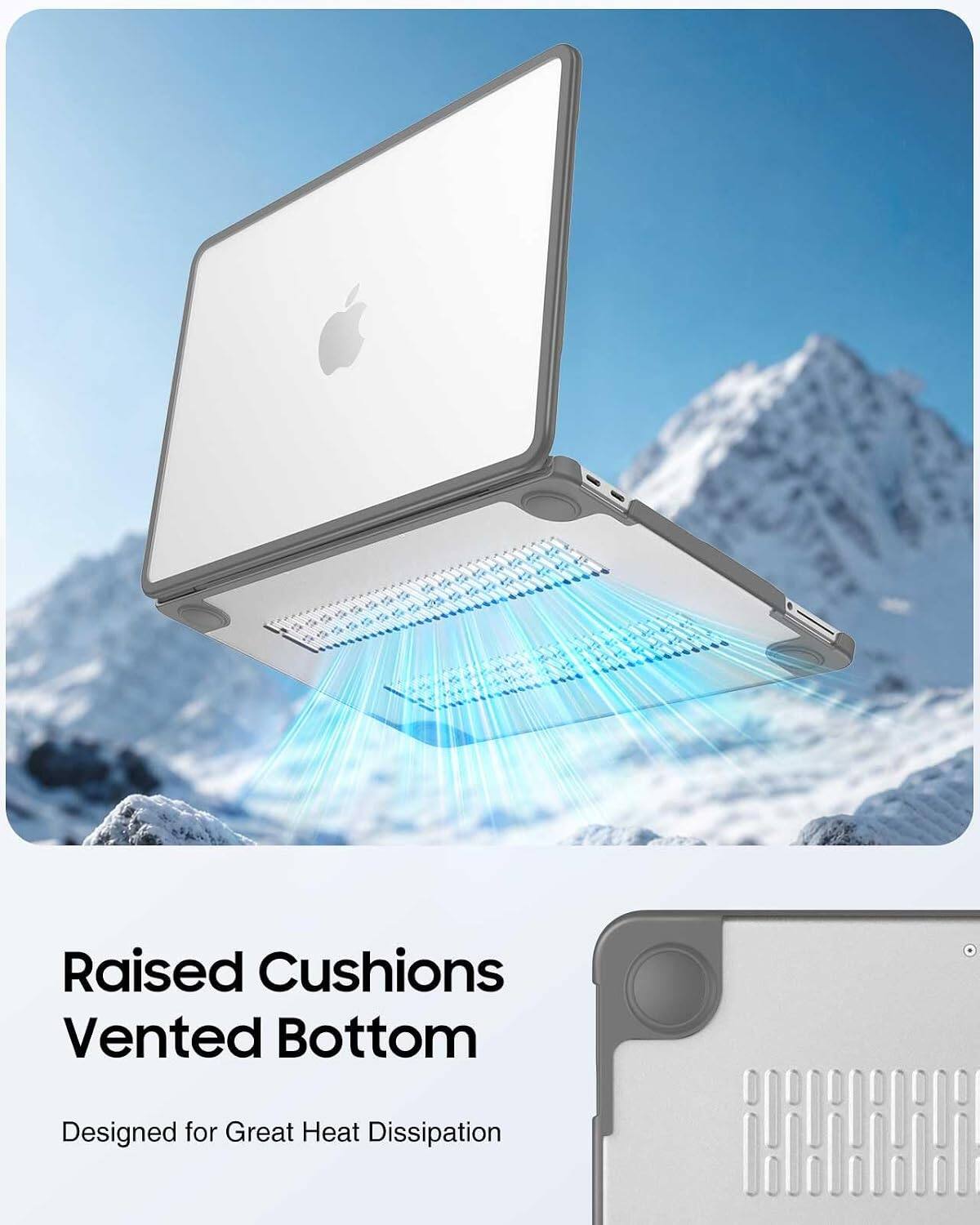 Raised Cushions Vented Bottom  
Designed for Great Heat Dissipation