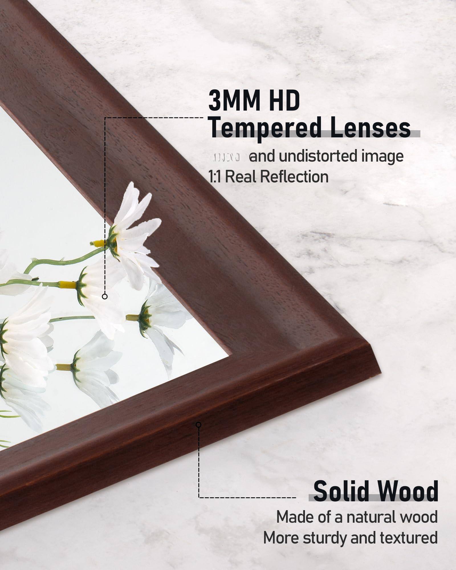 3MM HD Tempered Lenses  
- 1:1 Real Reflection  
- and undistorted image  

Solid Wood  
- Made of a natural wood  
- More sturdy and textured