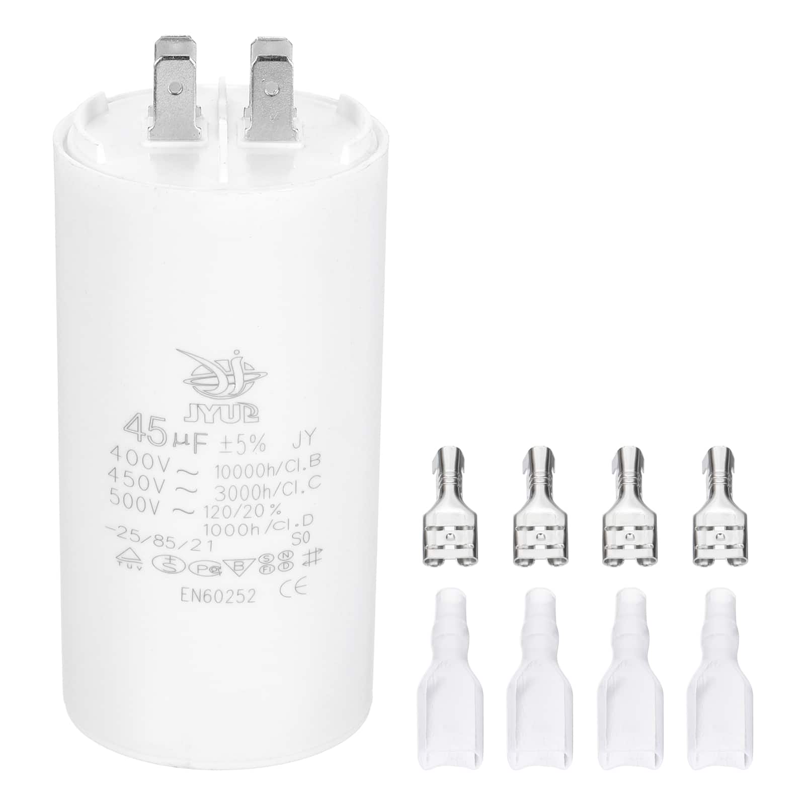 Unique Bargains - 45uF CBB60 Run Capacitor, AC 450V 4 Pin Double Insert with Sheath Spring for Motor Start - White price history on PriceWatchPro