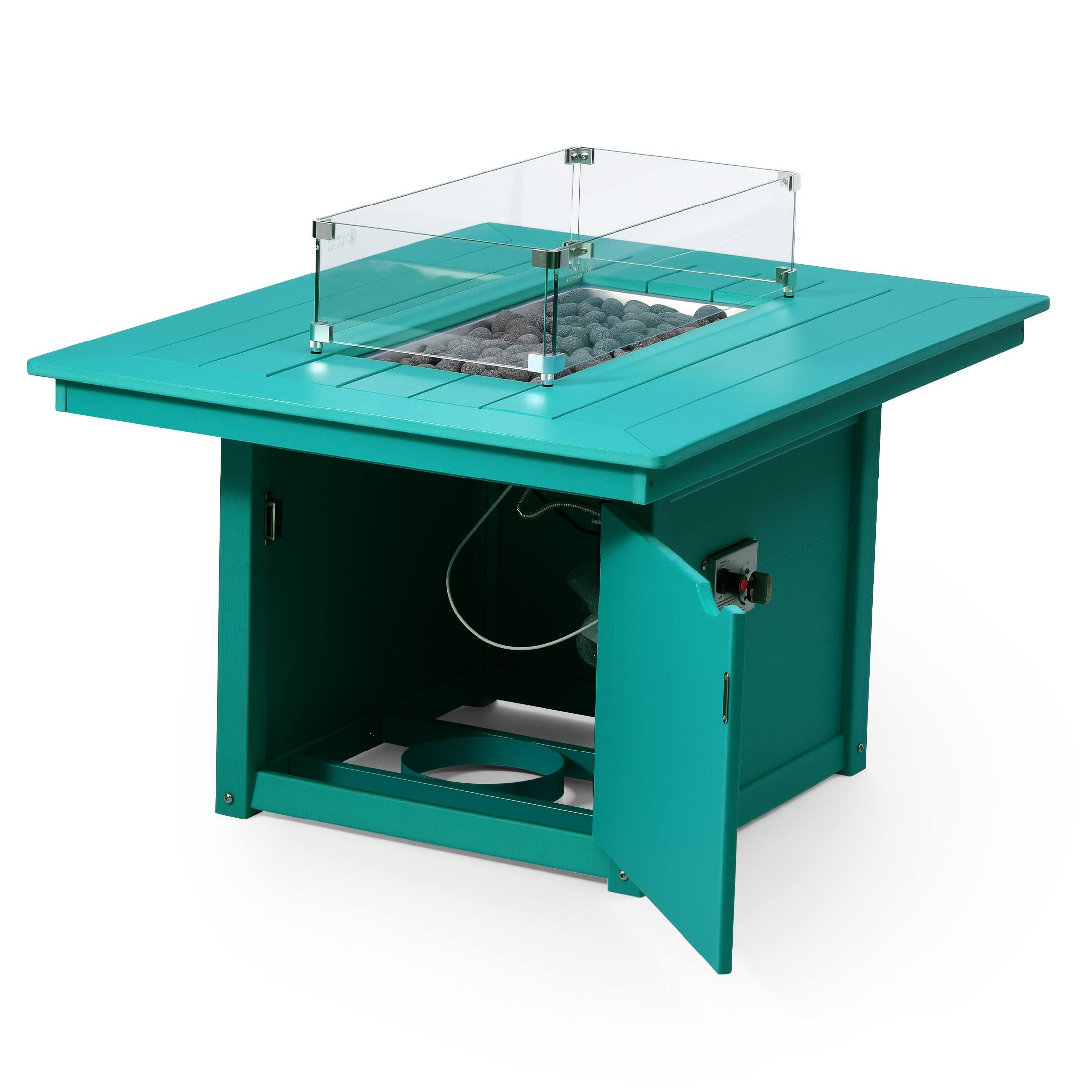 Left. WestinTrends - WestinTrends Helios 46" Modern Outdoor 55,000 BTU Patio Gas Propane Rectangle Deck Fire Pit Table - Turquoise.