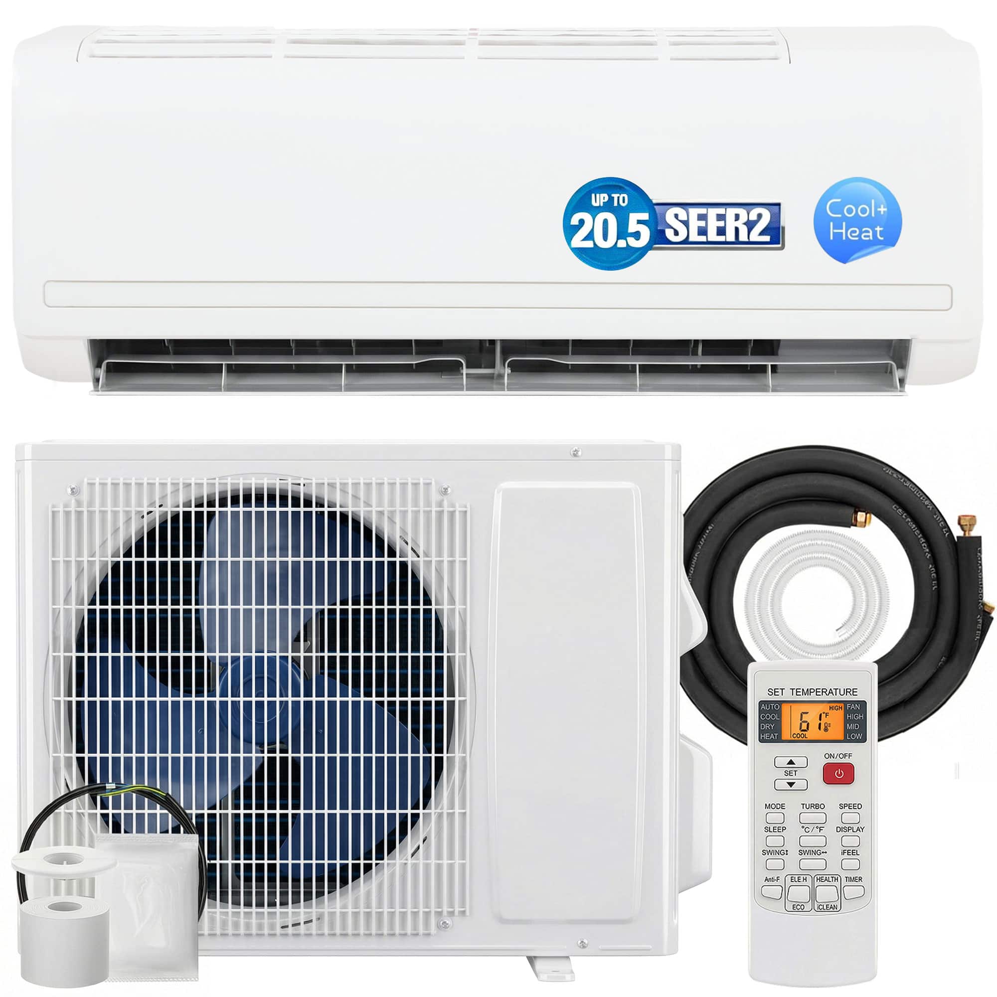 Homcom - BTU Mini Split Air Conditioner and Heat Pump - White