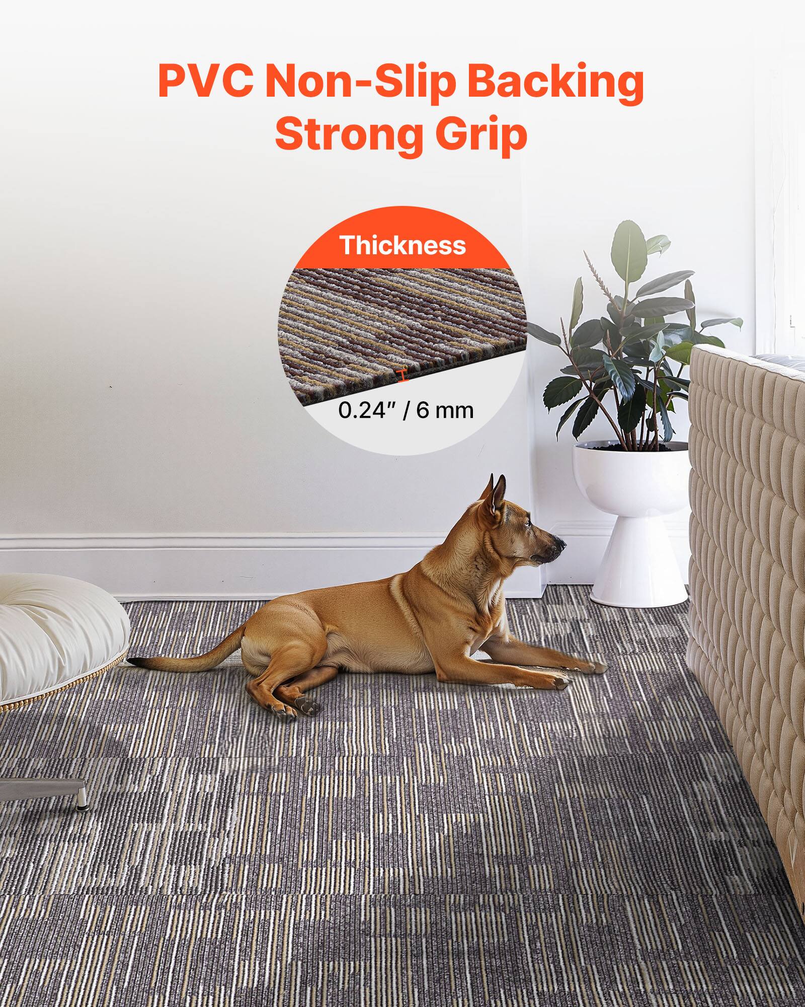 PVC Non-Slip Backing  
Strong Grip  

Thickness  
0.24" / 6 mm