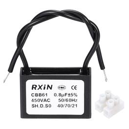 Unique Bargains - 0.8uF CBB61 Capacitor, AC 450V 2-Wire for Ceiling Fan, Motor Generator, Blower, Exhaust Fan - Black