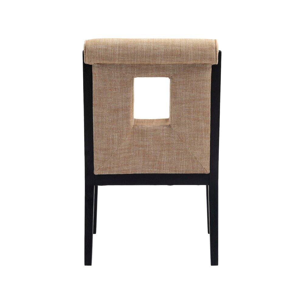 Alt View 4. Meridian Furniture - Gwendolyn Cognac Linen Textured Fabric Dining Arm Chair - Brown.