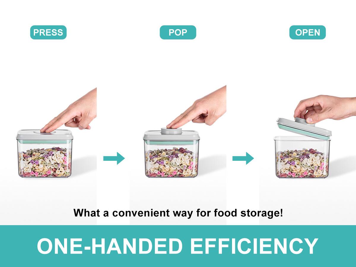 PRESS POP OPEN  
What a convenient way for food storage!  
ONE-HANDED EFFICIENCY