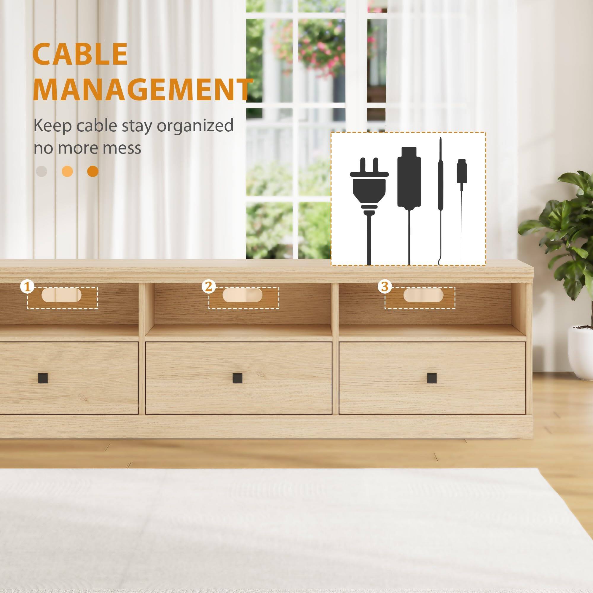 CABLE MANAGEMENT  
Keep cable stay organized no more mess  

1  
2  
3