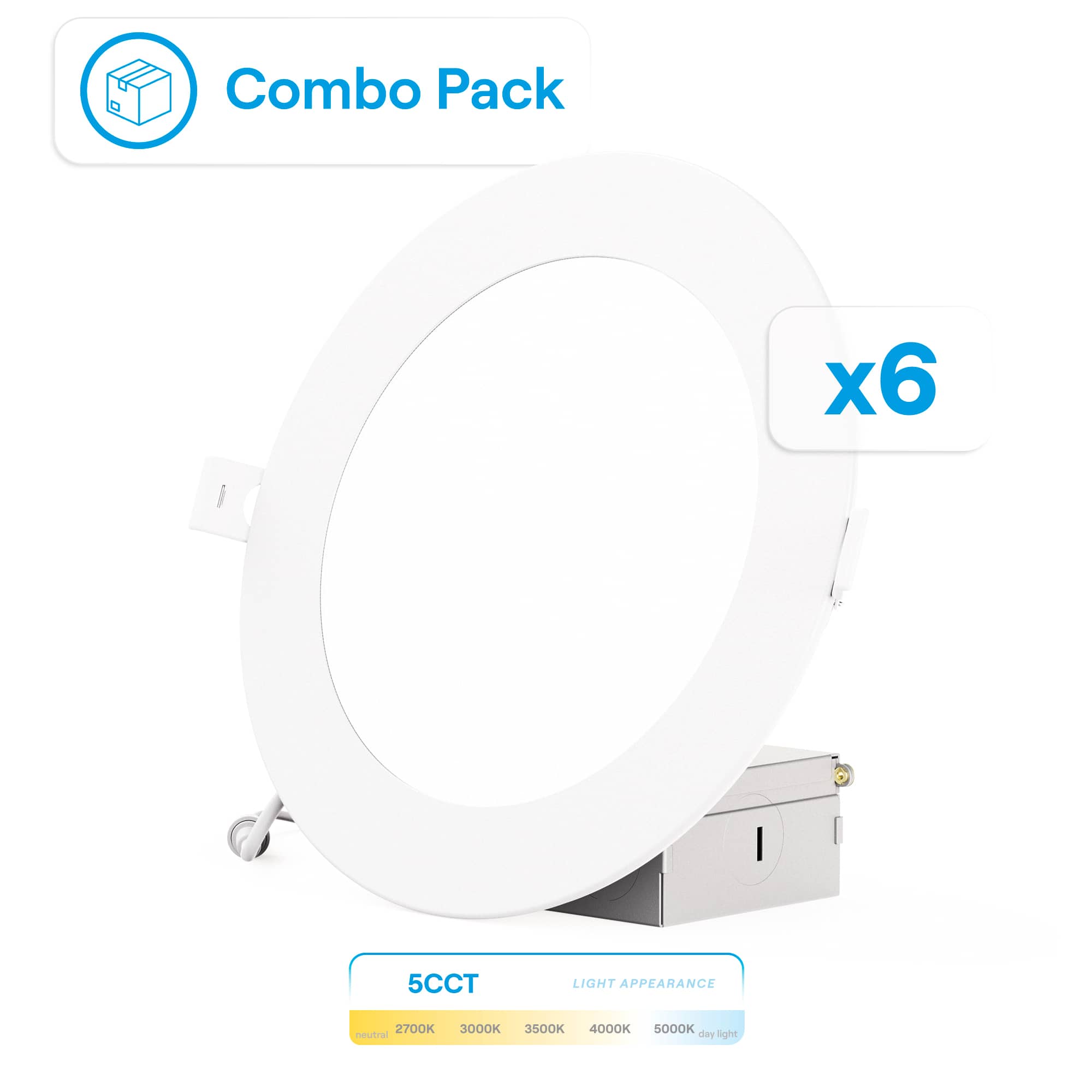 Infibrite - 6 Inch 5CCT Selectable New Construction 12 Watt 1200LM 0-10V Dimmable LED Light 120-277V (6 Pack) - White price history on PriceWatchPro