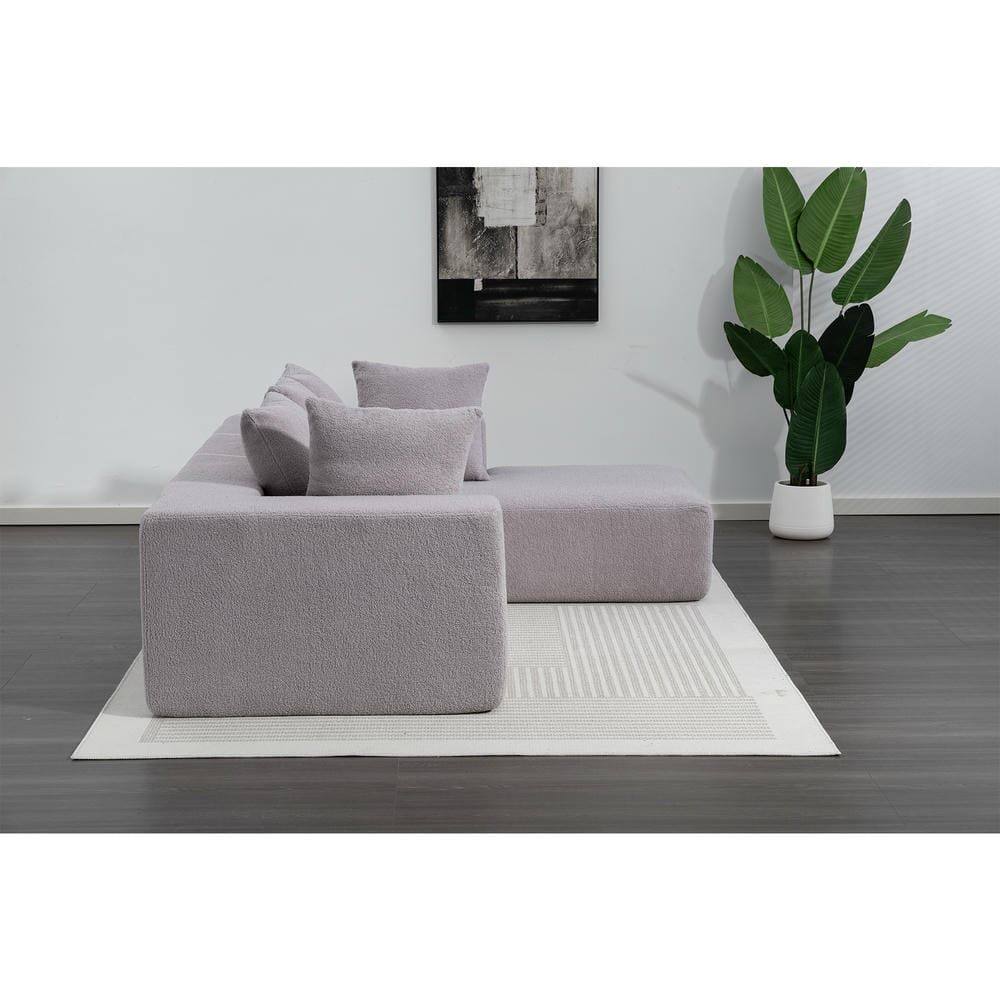 Alt View 5. Kadyn - L-Shaped Full Foam Sectional Sofa, 5 Pillows, Compressed Shipping, Flannelette, Space Saving Design, Gray - Gray.