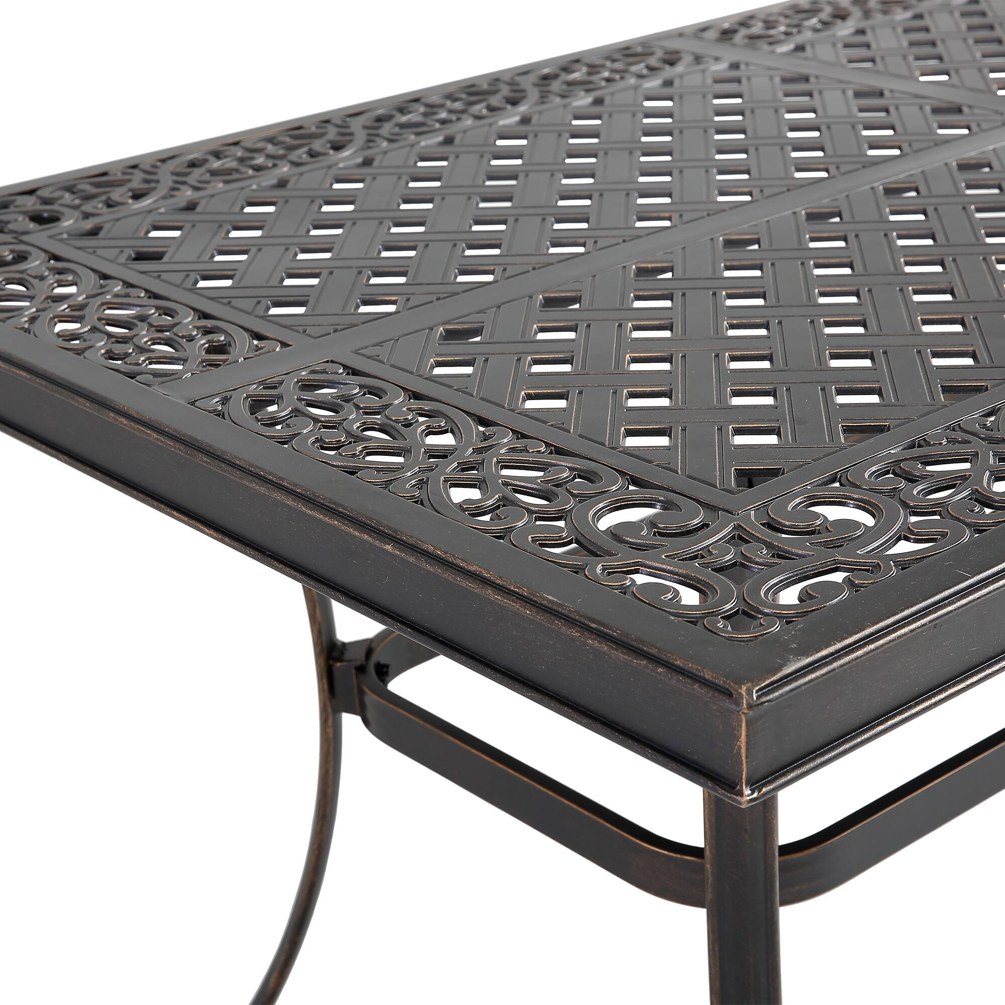 Alt View 1. Mondawe - 7-Piece Outdoor Dining Set with Umbrella Hole Table and Swivel Rocking Chairs with Cushions - Bronze+White.